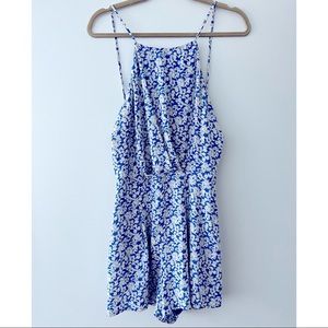 NWT Lush Romper Blue and White